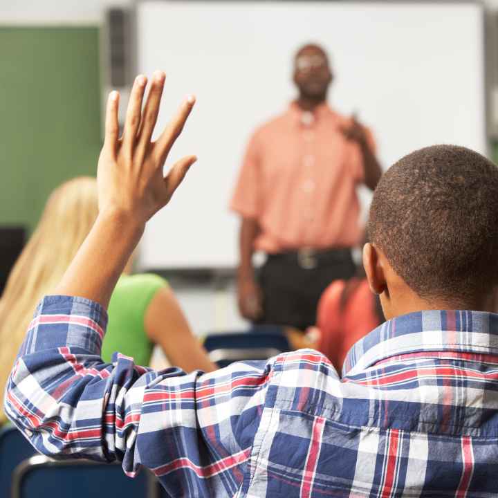 Student raising hand